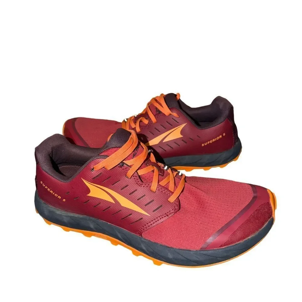 Altra Superior 5 Trail Shoe — Maroon with Orange Accents size 10.5 women’s